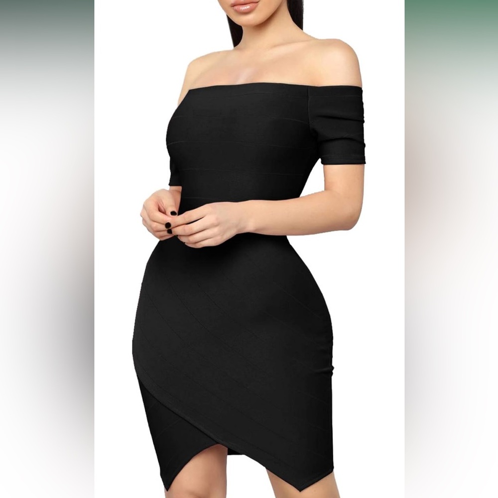 Hybrid & Company Black Off-Shoulder Dress size M NWT